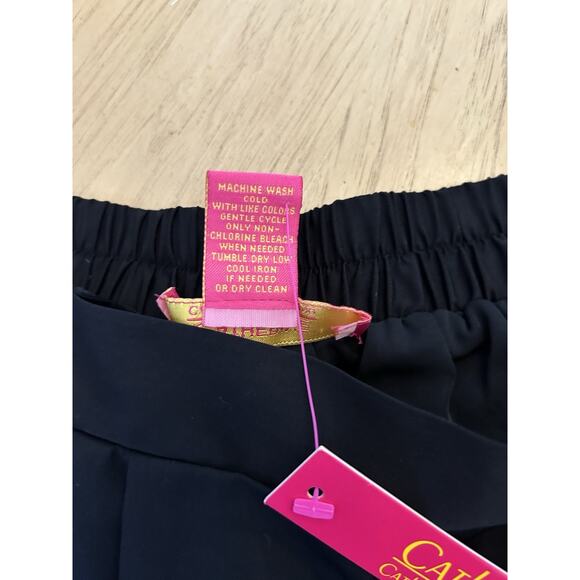 Wide Leg Satin Capris Pants Black Casual Pull On Dress Pant NWT Retail $98 Med - Picture 4 of 10